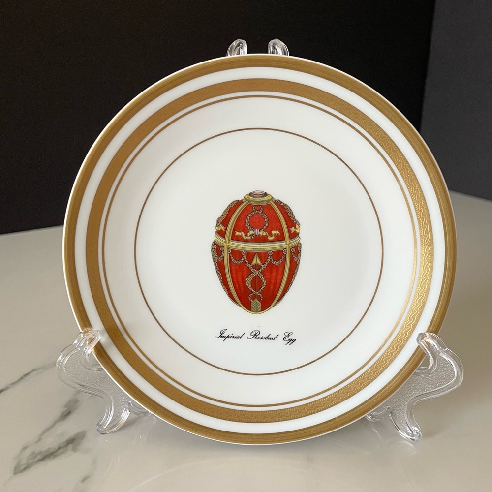 Imperial Rosebud Egg Plate - Faberge Limoges